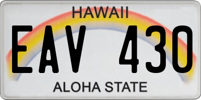 HI license plate EAV430