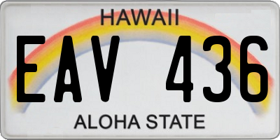 HI license plate EAV436