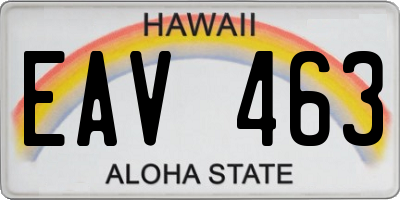 HI license plate EAV463