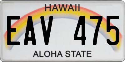 HI license plate EAV475