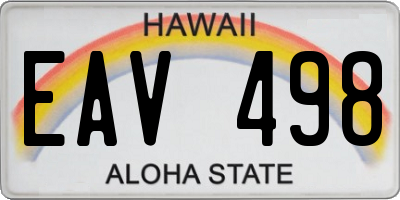 HI license plate EAV498