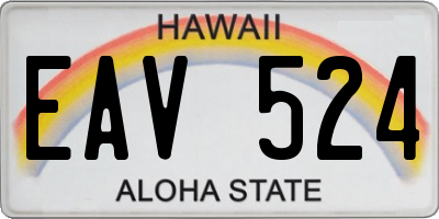 HI license plate EAV524