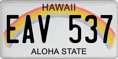 HI license plate EAV537