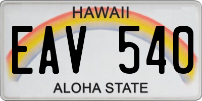 HI license plate EAV540