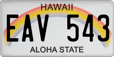 HI license plate EAV543