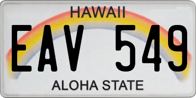 HI license plate EAV549