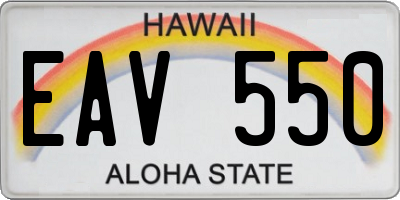 HI license plate EAV550