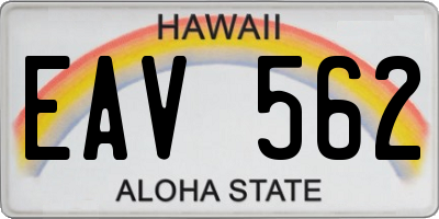 HI license plate EAV562