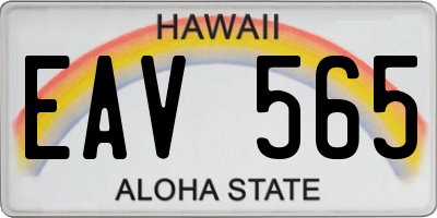 HI license plate EAV565