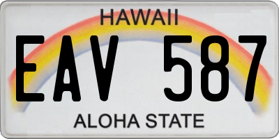 HI license plate EAV587