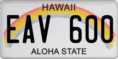 HI license plate EAV600