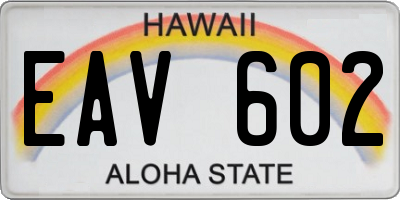 HI license plate EAV602