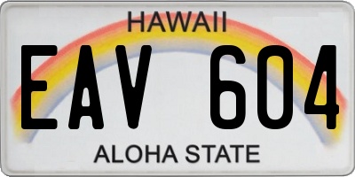 HI license plate EAV604