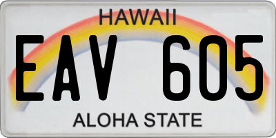 HI license plate EAV605