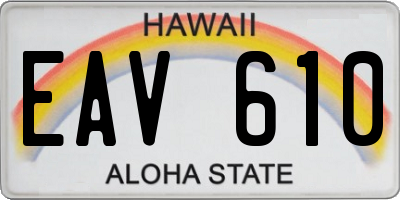 HI license plate EAV610