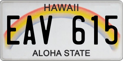HI license plate EAV615