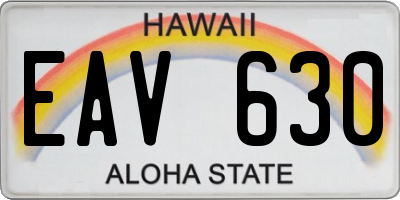 HI license plate EAV630
