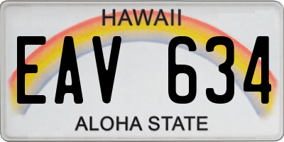 HI license plate EAV634