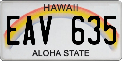 HI license plate EAV635