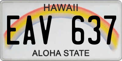 HI license plate EAV637