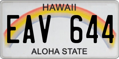 HI license plate EAV644