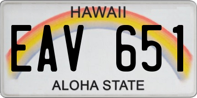 HI license plate EAV651