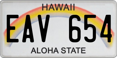 HI license plate EAV654