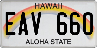HI license plate EAV660