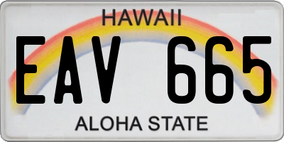 HI license plate EAV665