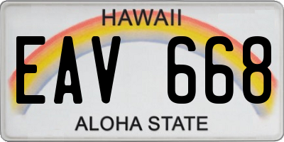 HI license plate EAV668