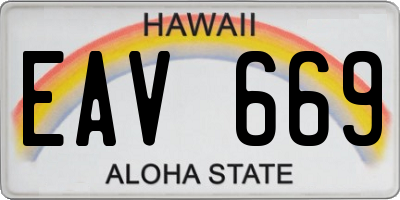 HI license plate EAV669