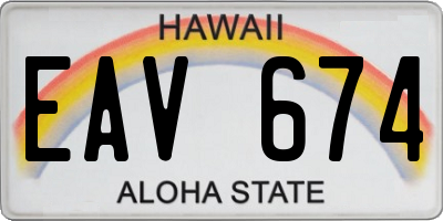 HI license plate EAV674