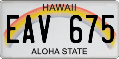 HI license plate EAV675