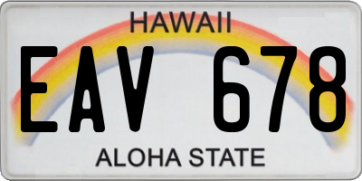 HI license plate EAV678