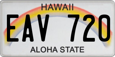 HI license plate EAV720