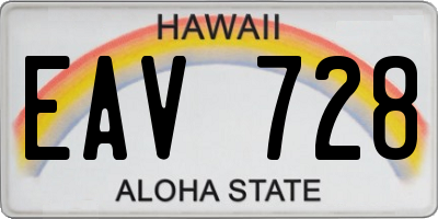 HI license plate EAV728