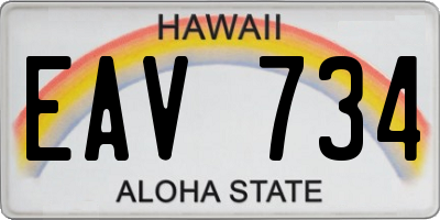 HI license plate EAV734