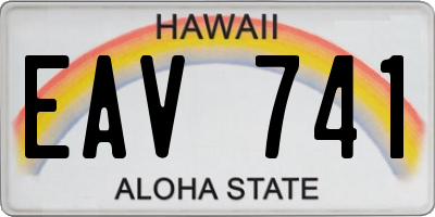 HI license plate EAV741