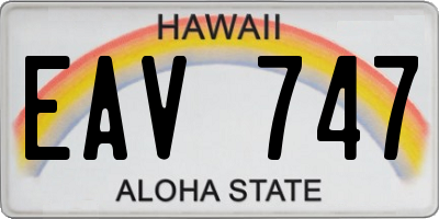 HI license plate EAV747