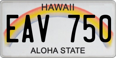 HI license plate EAV750