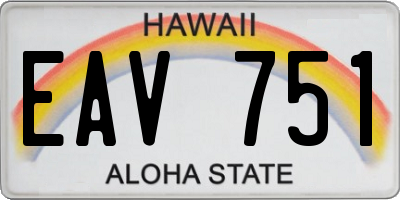 HI license plate EAV751