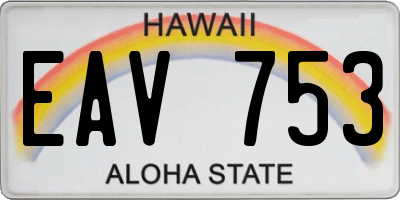 HI license plate EAV753