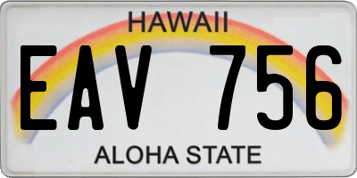 HI license plate EAV756