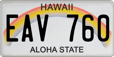 HI license plate EAV760