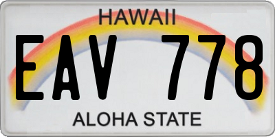 HI license plate EAV778