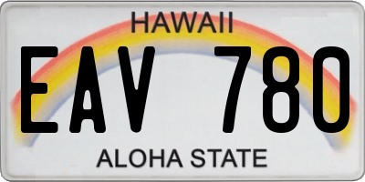 HI license plate EAV780