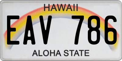 HI license plate EAV786