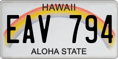 HI license plate EAV794
