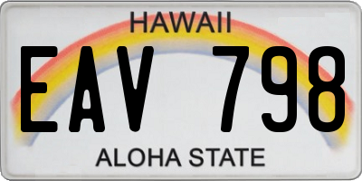HI license plate EAV798