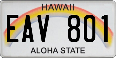 HI license plate EAV801